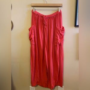 Free People Red Wide Leg Pants